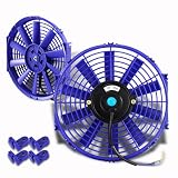 9 Diameter 12V 2200RPM Electric Pull 2.5 Thin Slim Blue Radiator Fan by HK5