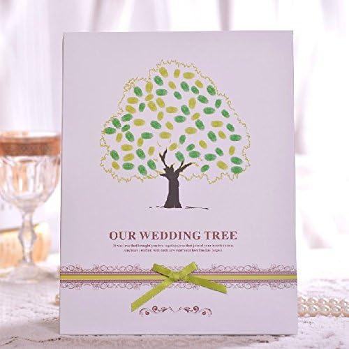Lucky Beth Wedding Fingerprint Wedding Guest Book Tree,Sent 5 Pcs Inkpad