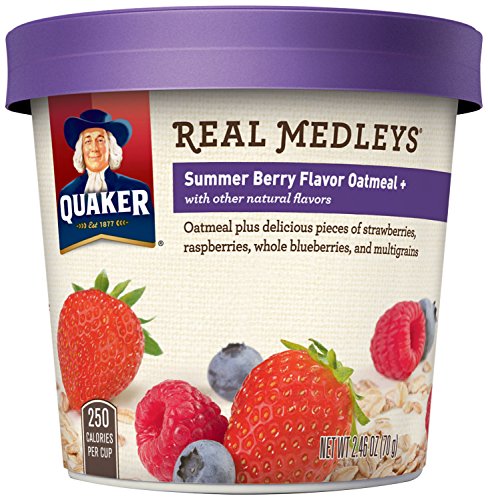 Quaker real medleys oatmeal+, summer berry, instant oatmeal+ brea…