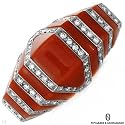 Novarese&Sannazzaro ! Made in Italy Beautiful Handmade Ring with 1.08ctw Super Clean G/VS Diamonds and Coral Made of 18K White Gold