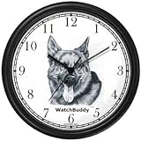 German Shepherd (Adult) Dog Wall Clock by WatchBuddy Timepieces (Slate Blue Frame)