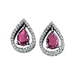 14K White Gold Rhodolite Garnet and Diamond Earrings
