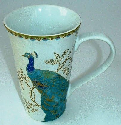 222 Fifth Peacock Garden Fine Porcelain Tall Latte Single Mug