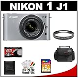 Nikon 1 J1 10.1 MP Digital Camera Body with 10-30mm VR Lens (Silver) with 3 ....