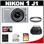 Nikon 1 J1 10.1 MP Digital Camera Body with 10-30mm VR Lens (Silver) with 32GB Card + Case + UV Filter + Accessory Kit