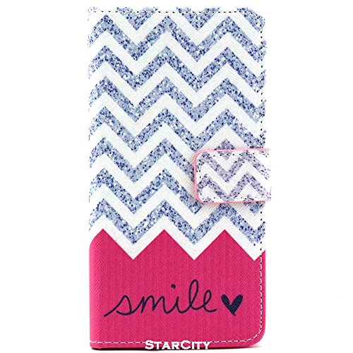 Galaxy Grand Prime Case, StarCity Â® Samsung Galaxy Grand Prime [SM-G530] Case, Wallet Flip Stand Cover Case with Credit Card Holder [Back TPU Cover] For Samsung Galaxy Grand Prime (Chevron Smile)