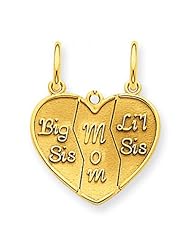 Big Sis, Mom, Lil Sis Heart Charm in Yellow Gold - 14kt - Compelling - Women