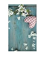 Huella deco Alfombra de Vinilo (Azul Celeste/Rosa)