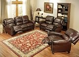 Abbyson Living Durham Leather Pushback Reclining Sofa, Loveseat/Chair