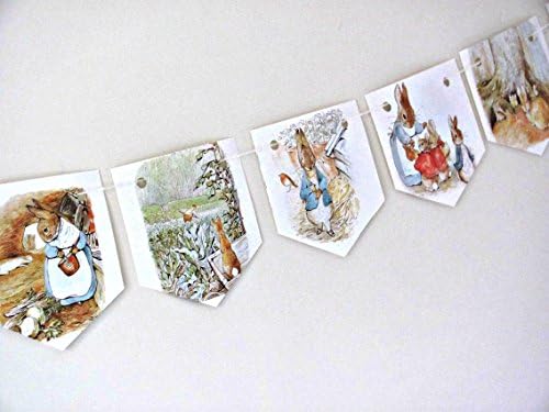 Beatrix Potter Peter Rabbit storybook paper bunting. Nursery wall decor. Baby shower. Baptism, Christening, Naming Ceremony gift