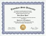 Timeshare Timeshares Degree: Custom Gag Diploma Doctorate Certificate (Funny Customized Joke Gift - Novelty Item)