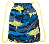 Printed Cotton Velour Beach Towel With Backpack Modern Shark Camo