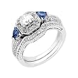 14K White Gold Sapphire and Diamond Wedding Set Semimount - CENTER STONE NOT INCLUDED