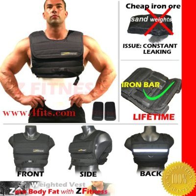 (Weekly Sale) NEW! ZF 40LBS ADJUSTABLE WEIGHTED VEST (Weights Included.One Size Fits All.)