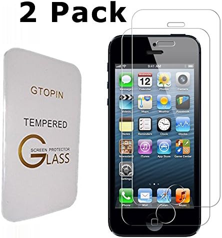iPhone SE Screen Protector,Gtopin 2 Pack iPhone SE 5S 5 5C Glass Screen Protector,iPhone 5S Screen Protector,Scratch Proof Tempered Glass Screen Protector for iPhone SE/5S/5C/5,HD Ultra Clear