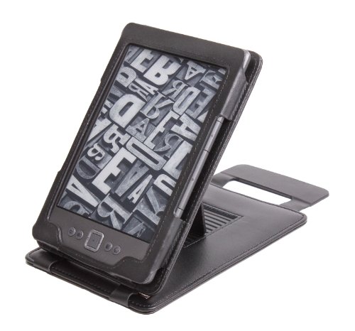Duragadget Genuine Leather Case & Cover with Stand for Kindle - Black