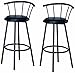 BTEXPERT® 2 Pack 29-inch Black Finish Swivel Dining Bar Stool Chairs with footrest & Back (Set of Two - Pair)