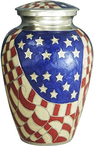 Funeral Urn by Meilinxu - Cremation Urn for Human Ashes - Brass Hand Engraved - Fits the Cremated Remains of Adults - Display Burial Urn At Home (American Hero ADULT URNS)