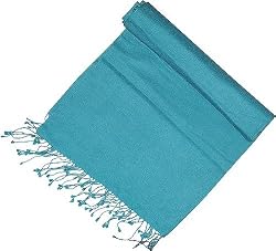 Men Scarf Silk Pashmina Valentine Gift for Him Blue 58 x 13 inches