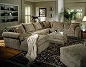Brown Chenille Fabric Sectional Sofa Couch w/Coffee Table Ottoman
