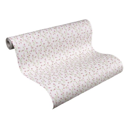 Rasch Tapete 258509 Papiertapete Muster "Rosalie" wei&szlig;-rosa klassisch