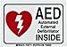 Brady 102714 3-1/2" Width x 5" Height B-302 Polyester, Red and Black on White AED Sign, Legend "AED Automated External Defibrillator"