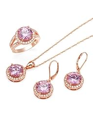 Gold Plated Silver 31.4 CTW Cubic Zirconias Ladies Jewelry Set. Ring Size 7. Length 30 in. Total Item weight 6.6 g.