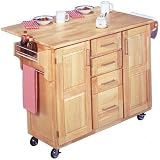 Wood Kitchen Center with Breakfast Bar