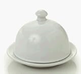 WHITE COVERED BUTTER DISH - WHITE PORCELAIN INDIVIDUAL BUTTER DISH WITH COVER