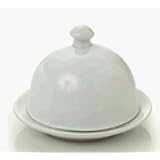 WHITE COVERED BUTTER DISH - WHITE PORCELAIN INDIVIDUAL BUTTER DISH WITH COVER