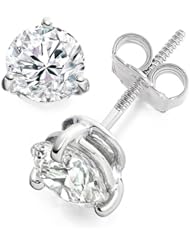 0.52 Carat F/IF Round Brilliant Certified Diamond Solitaire Stud Earrings in 18k White Gold