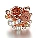 Yoursfs Elegant Austrian Crystal Pearl Enamel Rose Flower Engagement Cocktail Ring 18K Rose Gold Plated