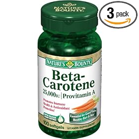 Nature's Bounty Natural Beta Carotene, 100 Softgels (Pack of 3)