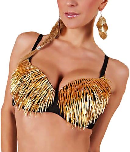 Blooms - Sexy Women Punk Top Bra (36B, Gold)