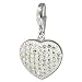 SilberDream Charm Big Heart with white Zirconia, 925 Sterling Silver Charms Pendant with Lobster Clasp for Charms Bracelet, Necklace or Earring FC650
