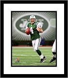 Brett Favre New York Jets - Team Logo Behind Passing - Framed 8x10 Photograph