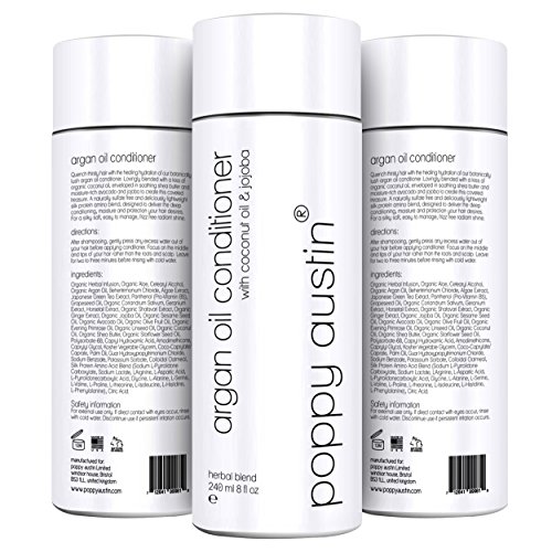 Argan Oil Conditioner by Poppy Austin - 100% Natural, Organic & Sulfate Free - Best Deep Conditioner For Dry Hair, Damaged, Natural, Colored & Curly Hair - Contains Coconut Oil For Hair Regrowth, 8 oz