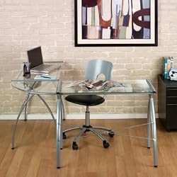 Jameson L-Shaped Glass Writing / Laptop Desk - Clear Glass - 50300