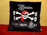 Salve PK2526071 - Edles Piraten-Kissen supersoft schwarz- Motiv Pirates have more Fun - Größe 70 cm