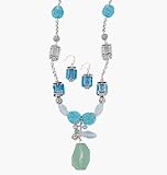 Avon Turquoise Colored Necklace Gift Set with Sea Glass Accent