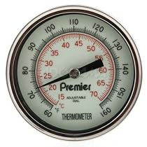 Adorama Analog, Large Dial Faced Stem Thermometer 2 1/2" luminescent dial with 8" stem. 1/2° gradations.