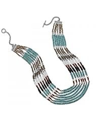 MMA Silver - 25 inch Multistrand Turquoise and Multibead Toggle Necklace