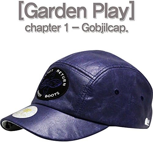 [Madangnori] Peanut Return Camp Hat, Curve Brim / Snap Back, Stylish Cap Made with Vegetable Synthetic Leather, Peanut Return, Bossy Boots (Navy)