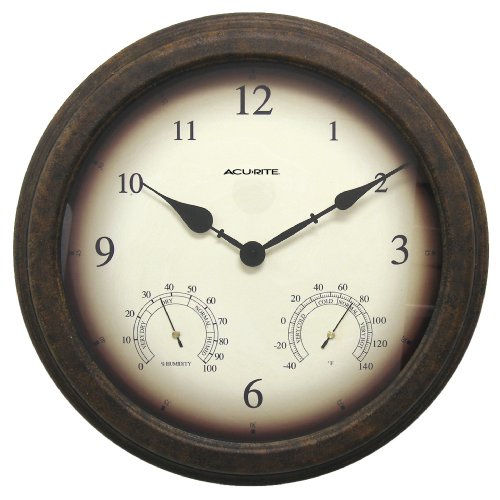 Chaney Instruments Acu-Rite 01065 18-inch Weathered Combination Clock, Hygrometer and Thermometer