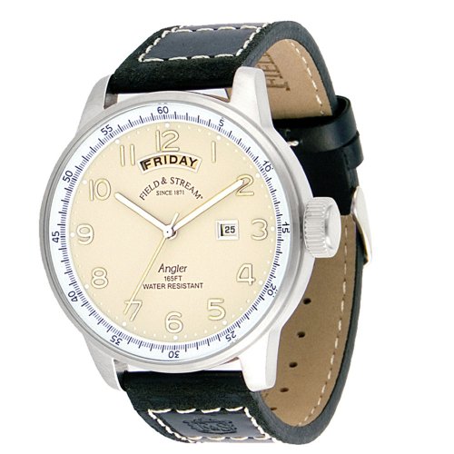 Field & Stream Men's Angler Black Leather Strap Watch #F158GCSKDD