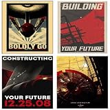 (18x24) Lot of 4 Star Trek Movie Construction Retro Posters Prints
