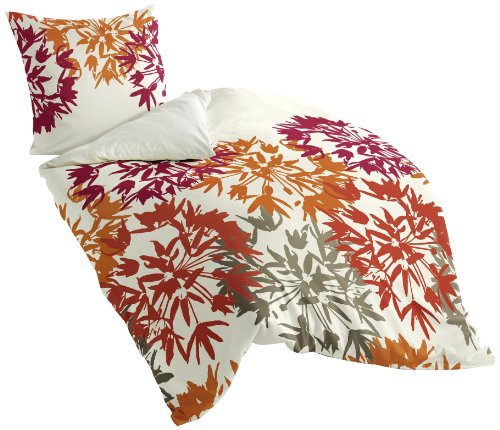 Bierbaum 6133_07 Mako-Satin Bettw&auml;sche Dessin 135 x 200 cm und 80 x 80 cm, orange
