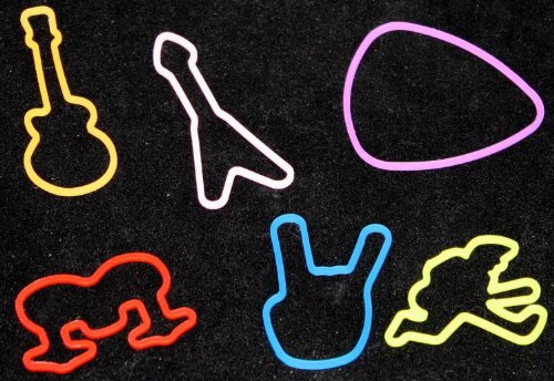Pk of 12 Memory Shape Rubber Bands: ROCK IT