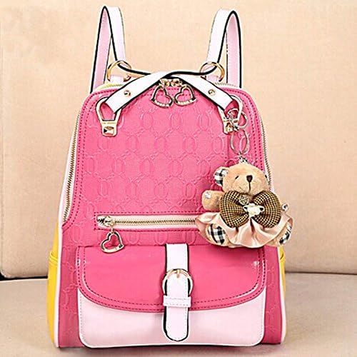 Fashion Leysure Backpack Contrast Color Korean Student Bags Student Backpack Girls Backpack Bag Big Size (Rose)