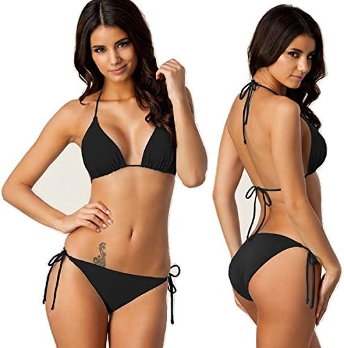 Aguawator Beachwear, Swimwear Bikini Set - Sexy/Triangle Neck - 2 Pc Tie Side Swimsuit (Large)